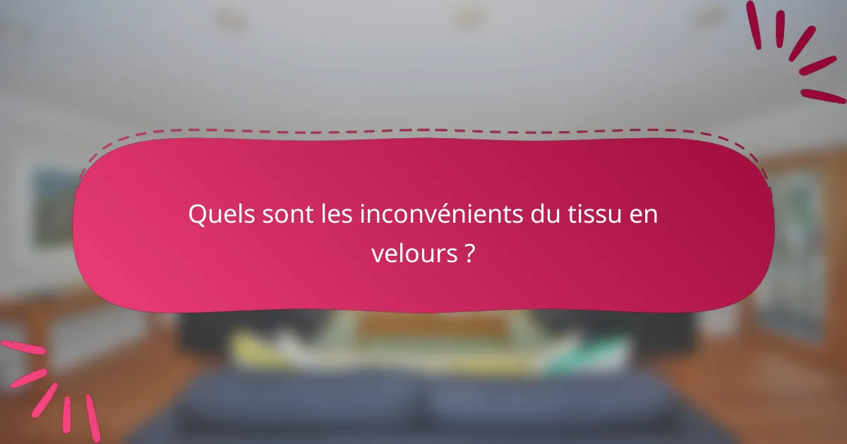 Quels sont les inconvénients du tissu en velours ?