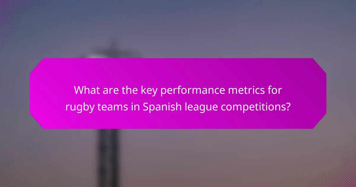 What are the key performance metrics for rugby teams in Spanish league competitions?