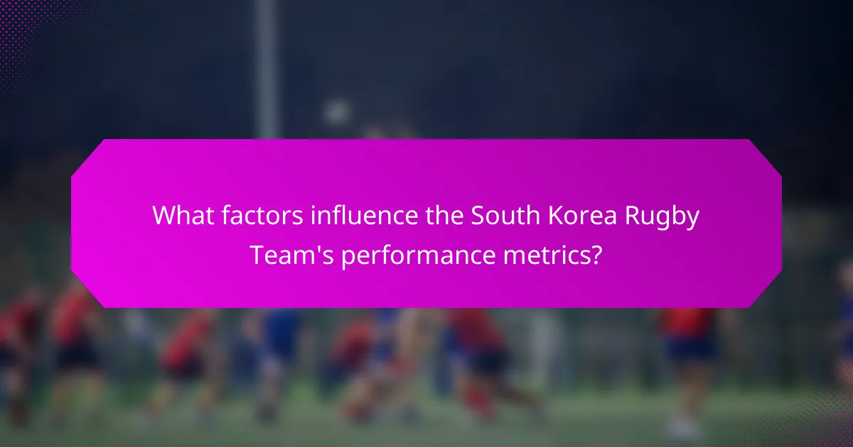 What factors influence the South Korea Rugby Team's performance metrics?
